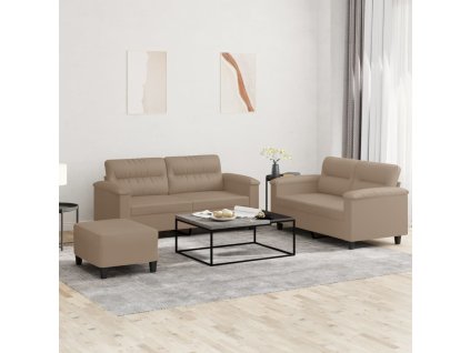3dílná sedací souprava s poduškami cappuccino umělá kůže 3202371