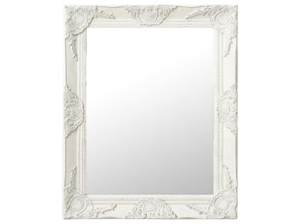 Nástěnné zrcadlo barokní styl 50 x 60 cm bílé 320316
