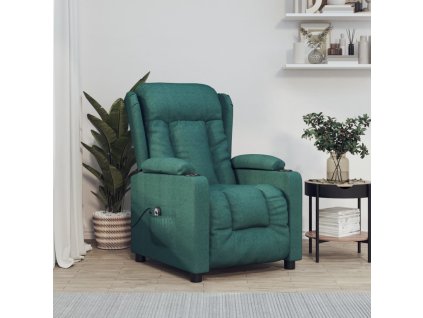 Elektrické polohovací křeslo tmavě zelené textil 3098783
