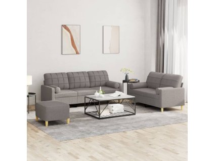 3dílná sedací souprava s polštáři taupe textil 3201337