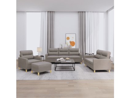 4dílná sedací souprava s poduškami taupe textil 3201551