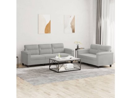 2dílná sedací souprava s poduškami světle šedá mikrovlákno 3202339