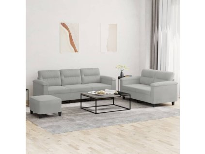 3dílná sedací souprava s poduškami světle šedá mikrovlákno 3202345