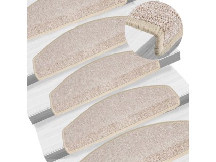 Schodové rohože 15 ks 65 x 24 x 4 cm béžové, půlkulaté, velké 133890
