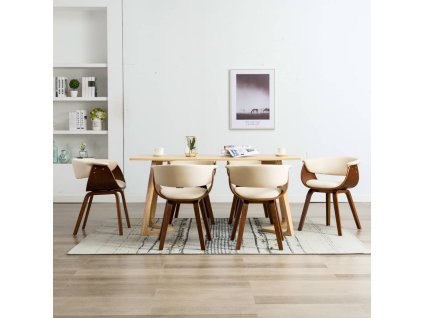 Jídelní židle 6 ks krémové ohýbané dřevo a umělá kůže 278726