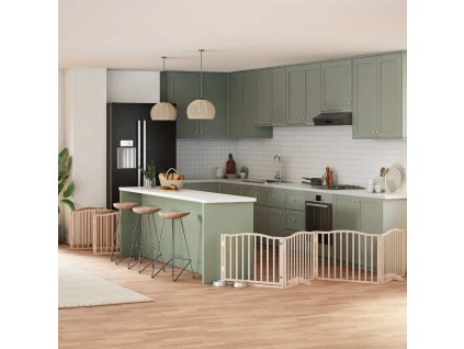 Zábrana pro psy s dvířky skládací 10 panelů 800 cm topol 3155611