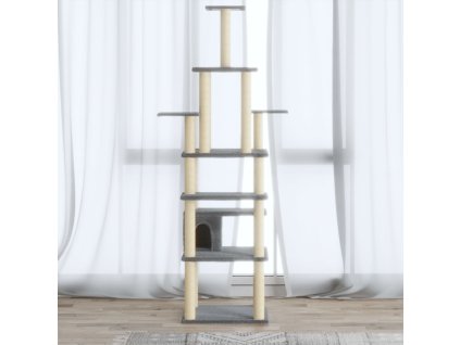 Škrabadlo pro kočky se sisalovými sloupky světle šedé 183 cm 171483