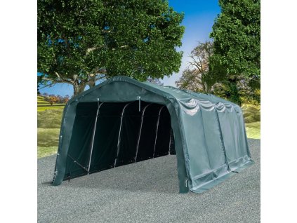 Mobilní přístřešek pro zvířata PVC 550 g/m² 3,3x8 m tm. zelený 3055650