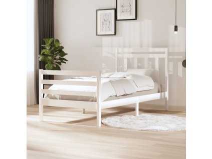 Rám postele bílý masivní dřevo 100 x 200 cm 3100645