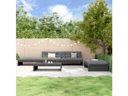 5dílná zahradní sedací souprava s poduškami černá masivní dřevo 3186148