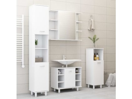 4dílná koupelnová sestava bílá kompozitní dřevo 3056898