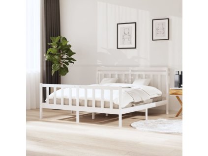 Rám postele bílý masivní dřevo 160 x 200 cm 3100969