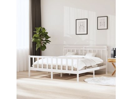 Rám postele bílý 180 x 200 cm Super King masivní dřevo 3100974