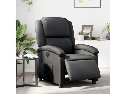 Elektrické polohovací křeslo černé pravá kůže 3204254