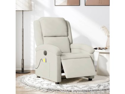 Elektrické masážní polohovací křeslo krémové samet 3204298
