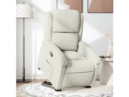 Zvedací polohovací křeslo krémové samet 3204309