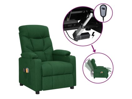 Elektrické masážní křeslo tmavě zelené textil 3098833