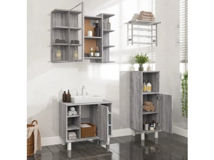 3dílný set koupelnových skříněk šedý sonoma kompozitní dřevo 3187610