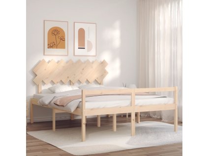 Postel s čelem pro seniory 160x200 cm masivní dřevo 3195556
