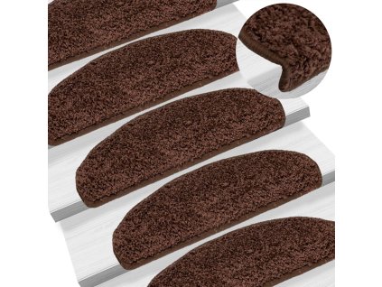 Schodové rohože 15 ks 65 x 21 x 4 cm hnědé, půlkulaté, velké 133903