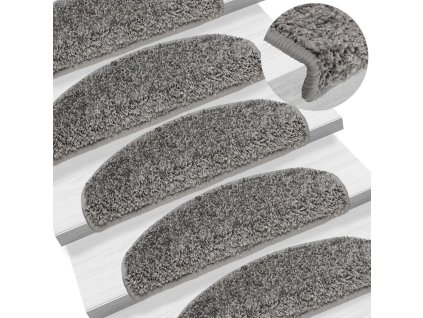 Schodové rohože 10 ks 65 x 21 x 4 cm šedé, půlkulaté, velké 149799