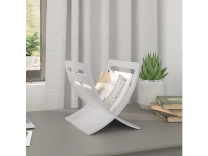 Dřevěný stojan na časopisy volně stojící bílý 241219