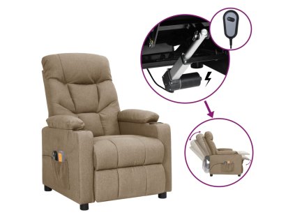 Elektrické masážní křeslo taupe textil 3098835