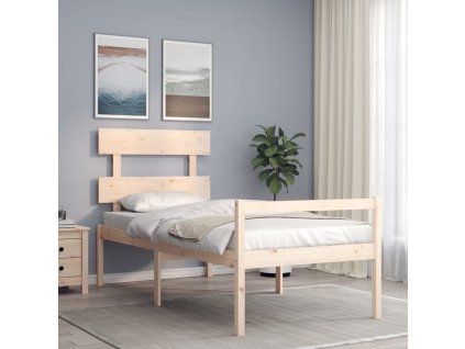 Postel s čelem pro seniory 90x200 cm masivní dřevo 3195336