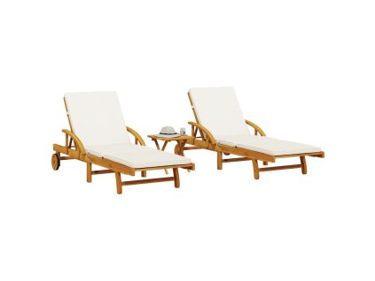 Zahradní lehátka 2 ks se stolkem masivní akáciové dřevo 3206367