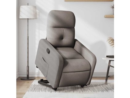 Zvedací polohovací křeslo taupe textil 3206802