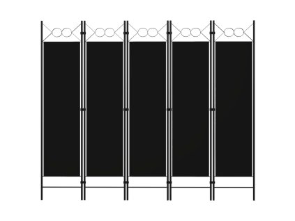 5dílný skládací paraván černý 200 x 180 cm 320710