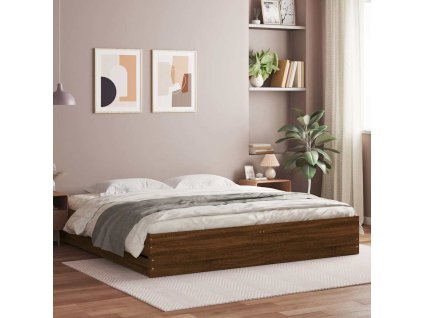Rám postele se zásuvkami hnědý dub 200x200 cm kompozitní dřevo 3207251