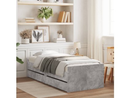 Rám postele se zásuvkami betonově šedý 90 x 200 cm 3207346