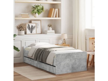 Rám postele se zásuvkami betonově šedý 90 x 200 cm 3207374