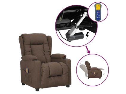 Zvedací masážní křeslo taupe textil 3093441