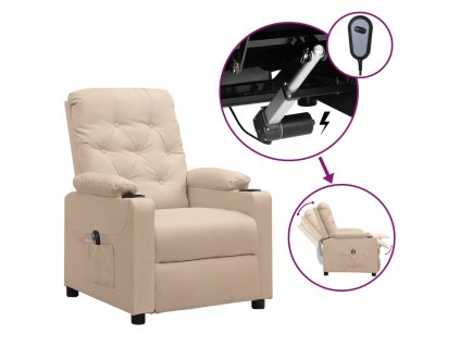 Elektrické polohovací křeslo krémové textil 3098848