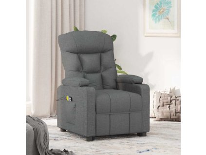 Zvedací masážní křeslo tmavě šedé textil 3093468