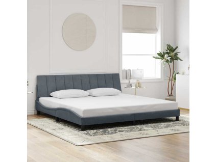 Rám postele bez matrace Hanko tmavě šedý 200 x 200 cm samet 3207868