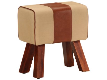 Lavice gymnastický kůň 38 cm hnědá pravá kůže a mangovník 320787