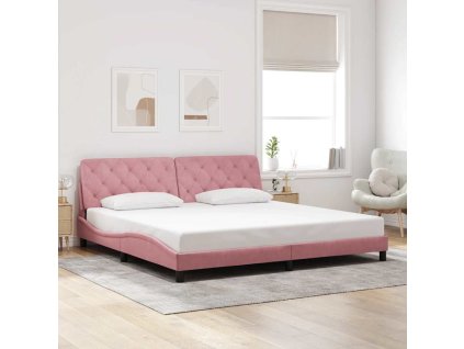 Rám postele bez matrace růžový 200x200 cm samet 3207946