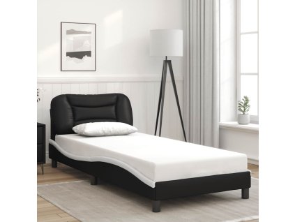 Rám postele bez matrace Hvar černý a bílý 90 x 190 cm umělá kůže 3207972