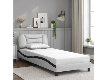 Rám postele bez matrace Hvar bílý a černý 90x190 cm umělá kůže 3207973