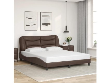 Rám postele bez matrace Hvar hnědý 160x200 cm umělá kůže 3208011