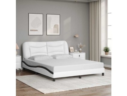 Rám postele bez matrace Hvar bílý a černý 160 x 200 cm umělá kůže 3208015
