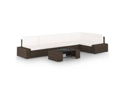 6dílná zahradní sedací souprava s poduškami polyratan hnědá 3067154