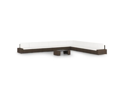 11dílná zahradní sedací souprava s poduškami polyratan hnědá 3067168