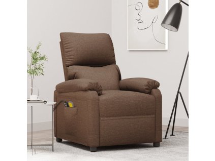 Elektrické masážní křeslo hnědé textil 3073829