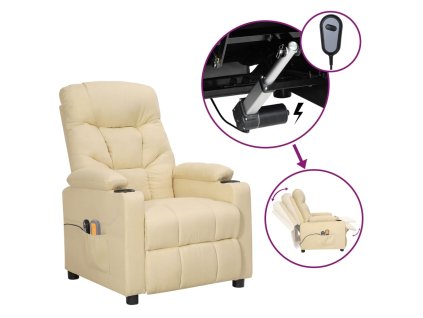 Elektrické masážní křeslo krémové textil 3098836