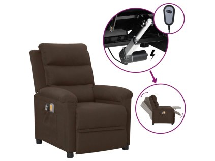 Elektrické masážní křeslo tmavě hnědé textil 3098980