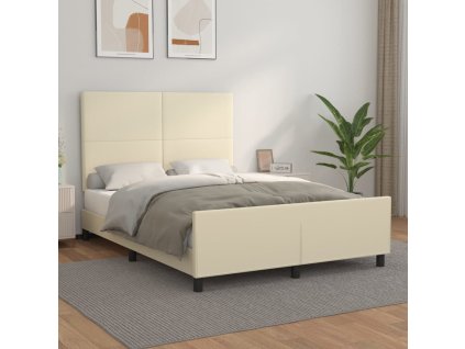 Rám postele s čelem krémový 140x190 cm umělá kůže 3125447